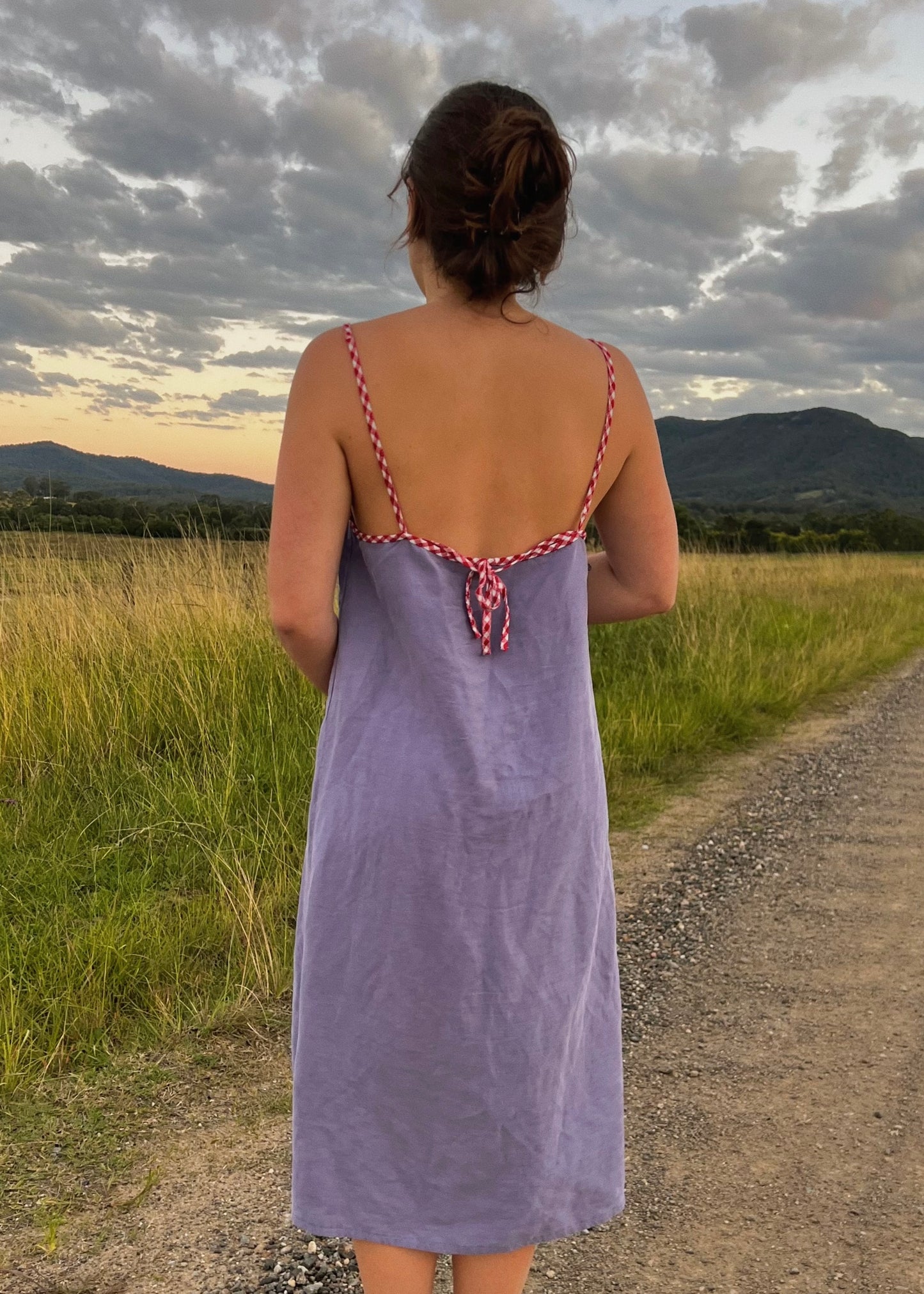Purple + Red Gingham Slip Dress