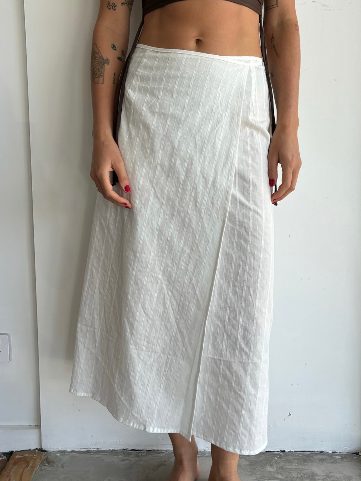 Midi Wrap Skirt in White