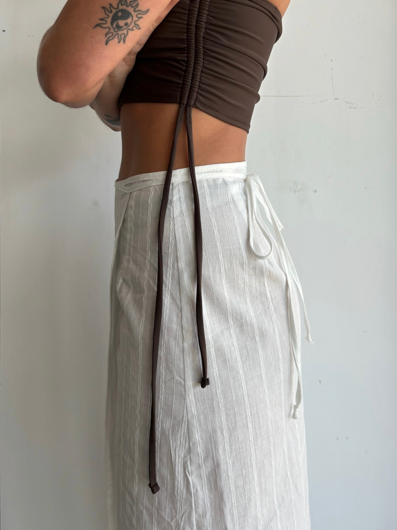 Midi Wrap Skirt in White