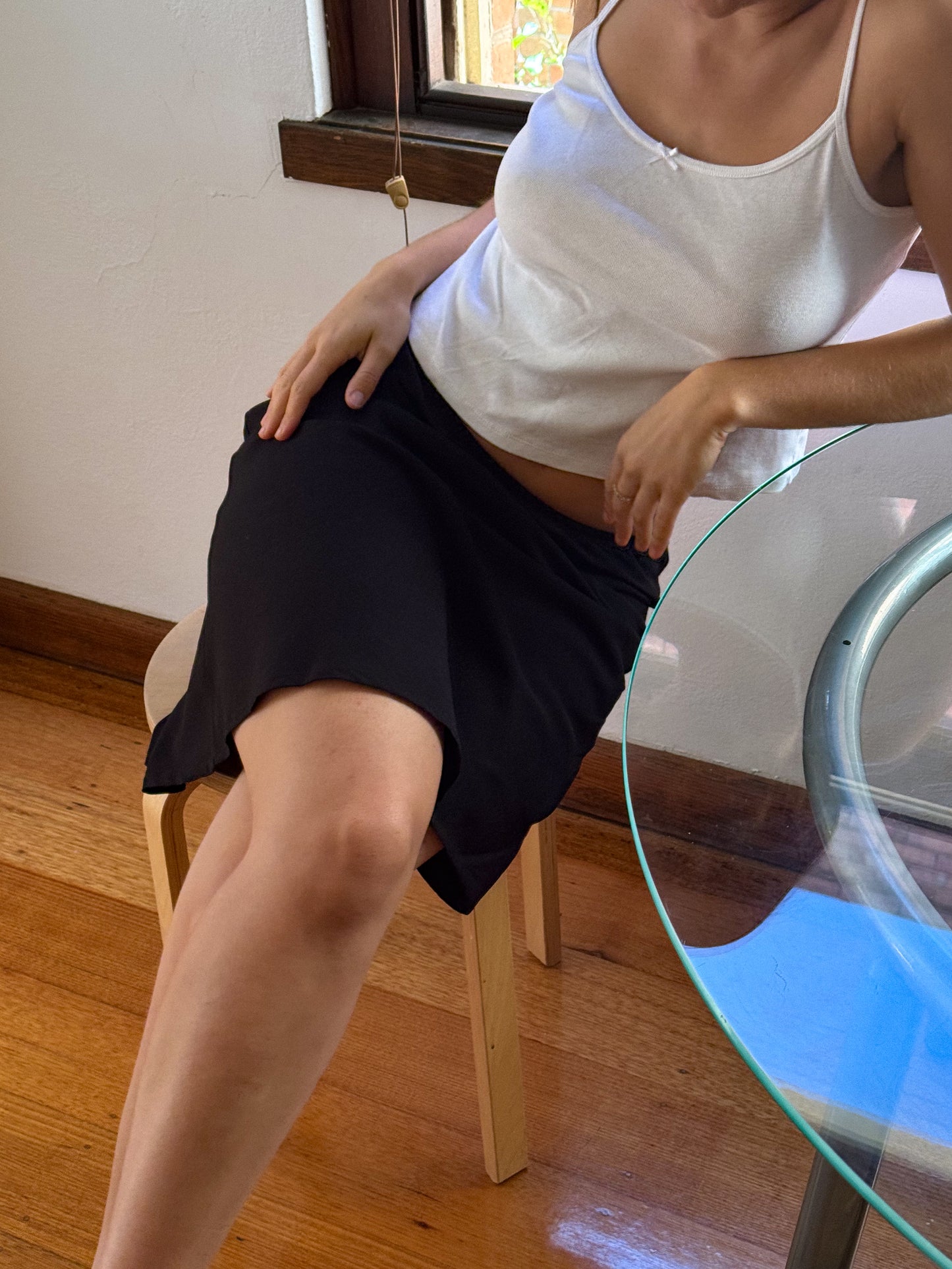Bias Slip Skirt in Black