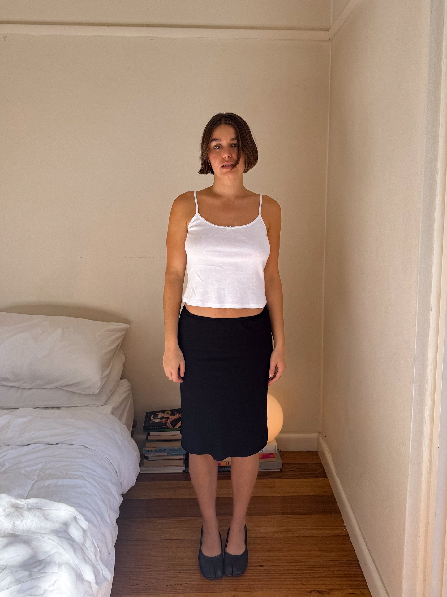 Bias Slip Skirt in Black