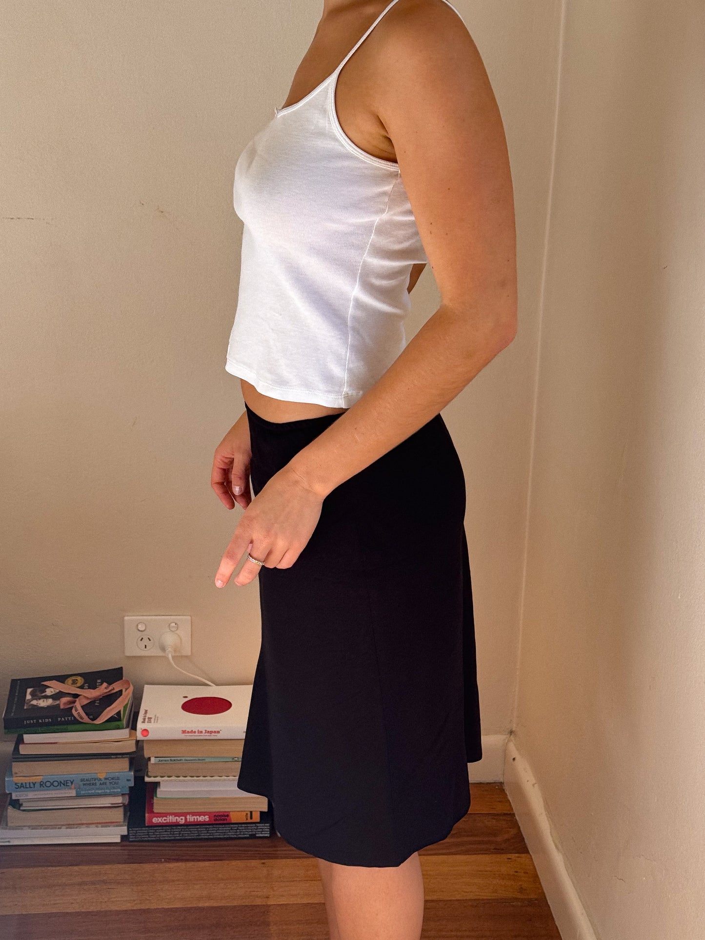 Bias Slip Skirt in Black