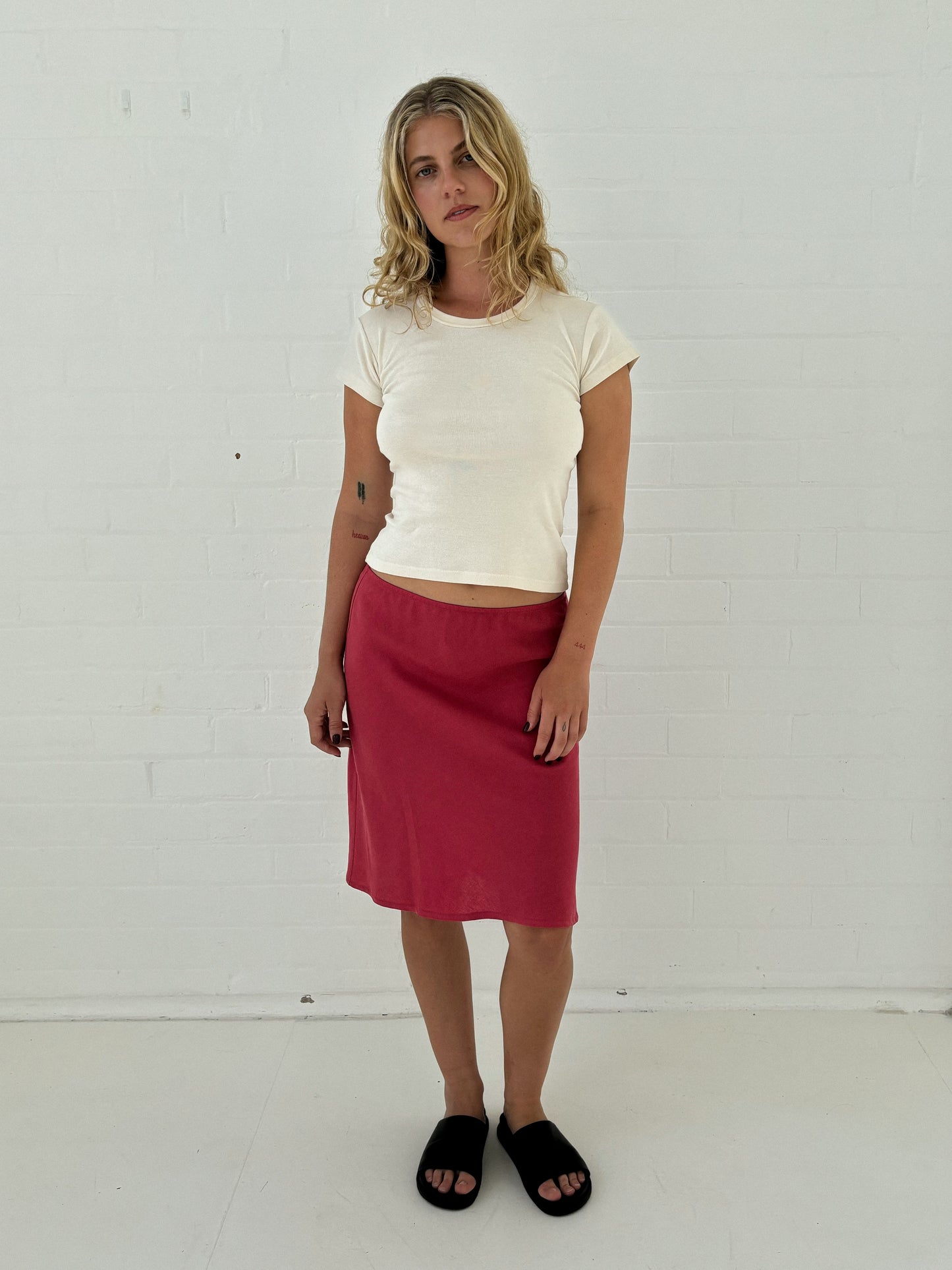 Bias Slip Skirt in Hibiscus