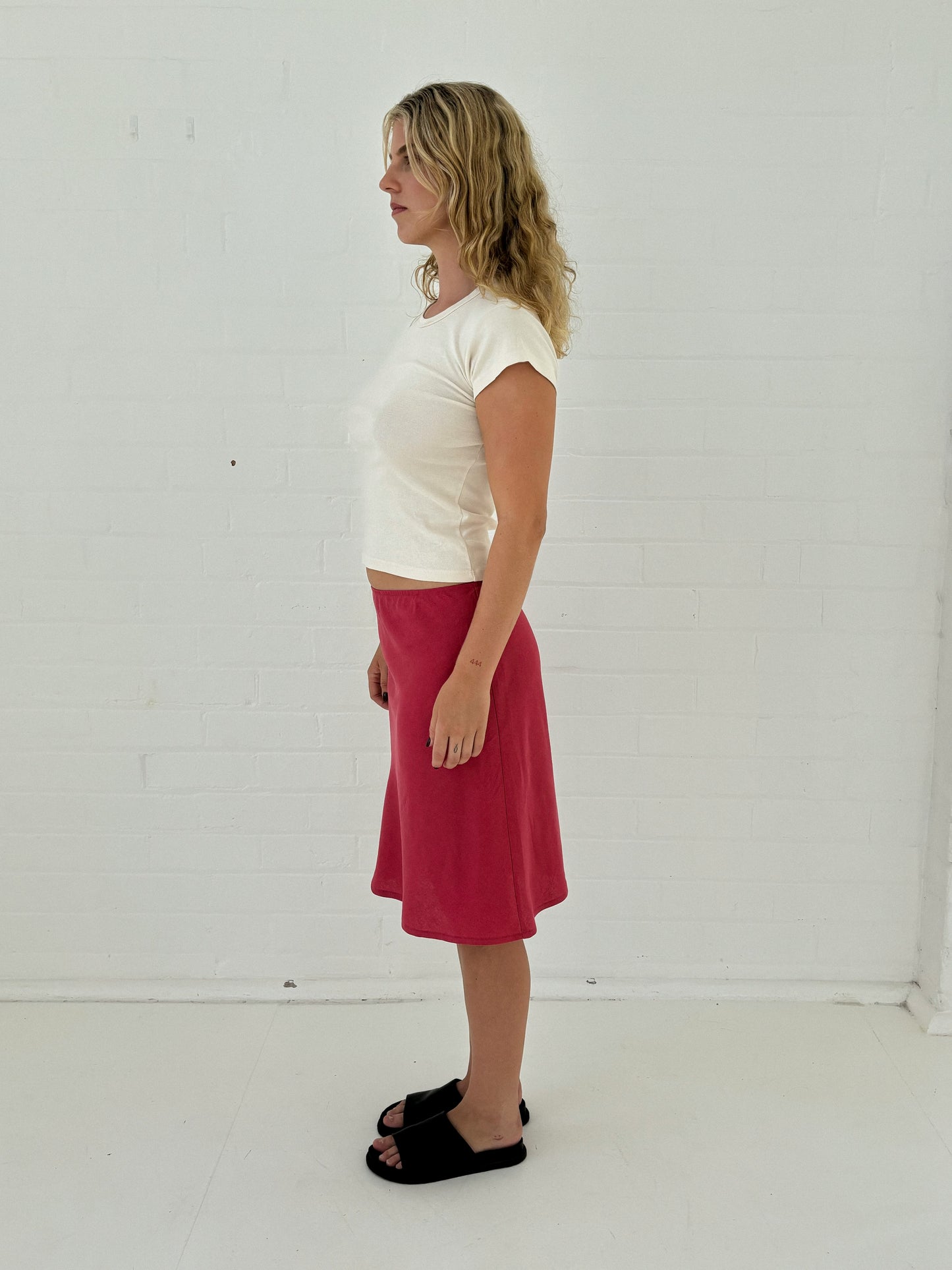 Bias Slip Skirt in Hibiscus