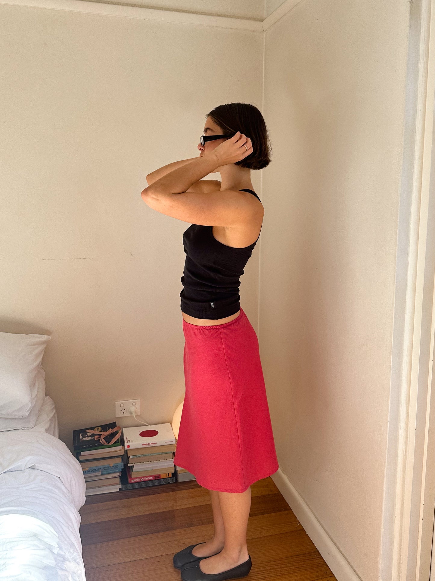Bias Slip Skirt in Hibiscus