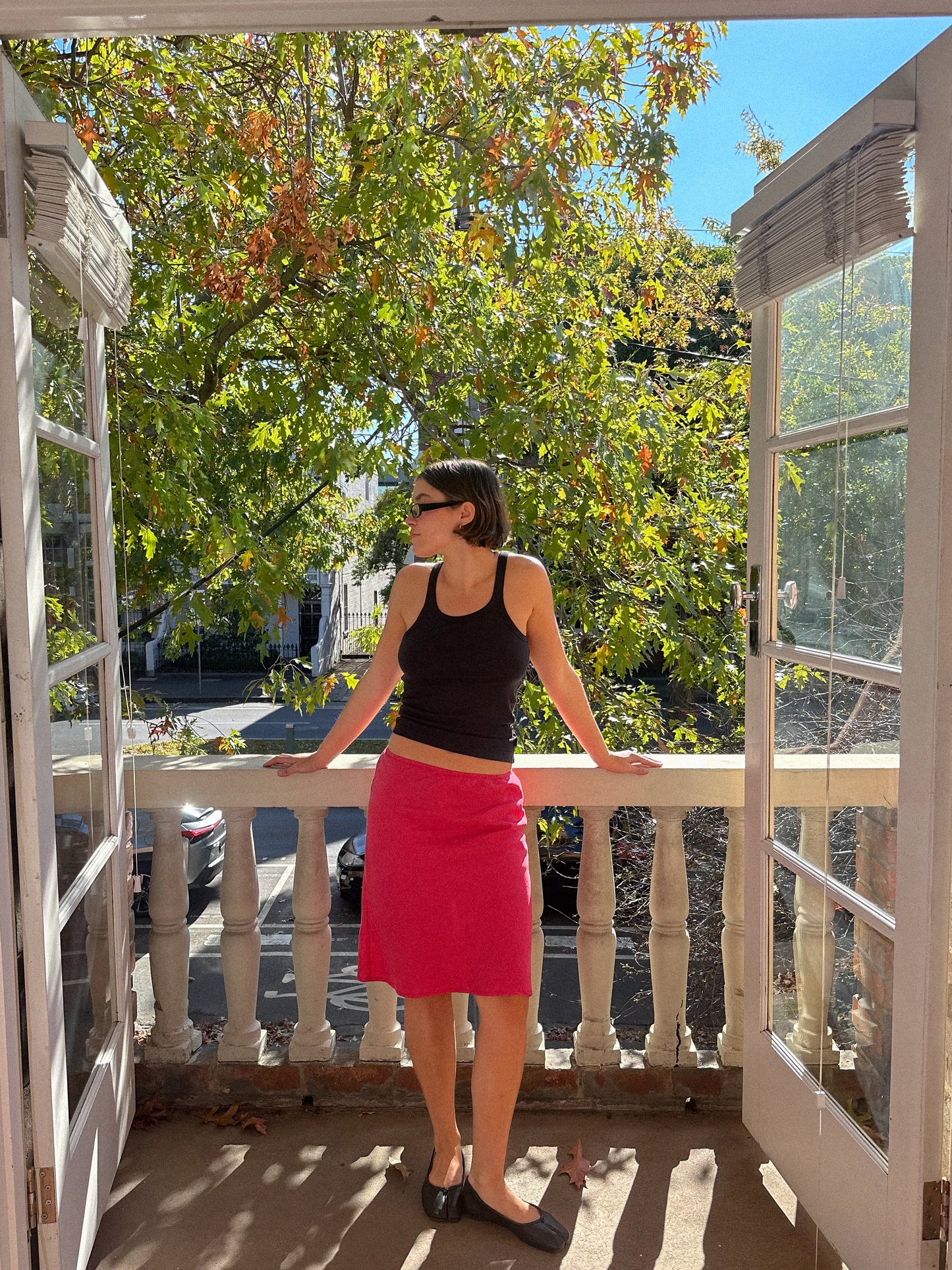 Bias Slip Skirt in Hibiscus
