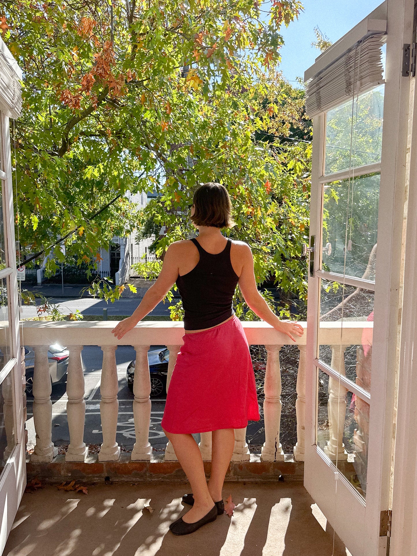 Bias Slip Skirt in Hibiscus