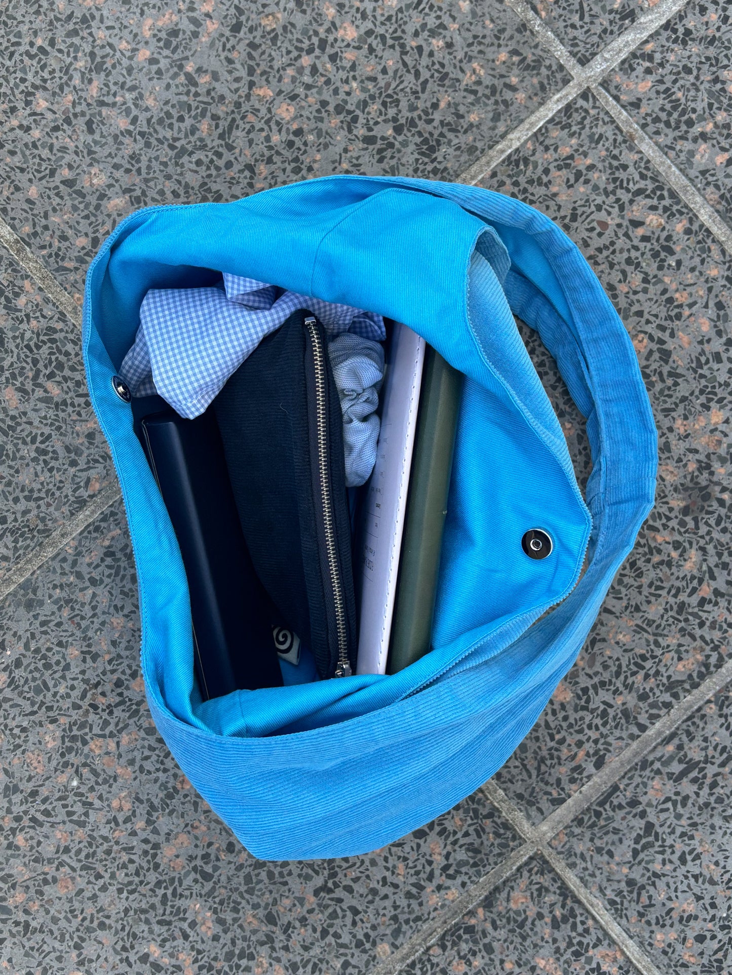 Corduroy Shoulder Bag in Blue