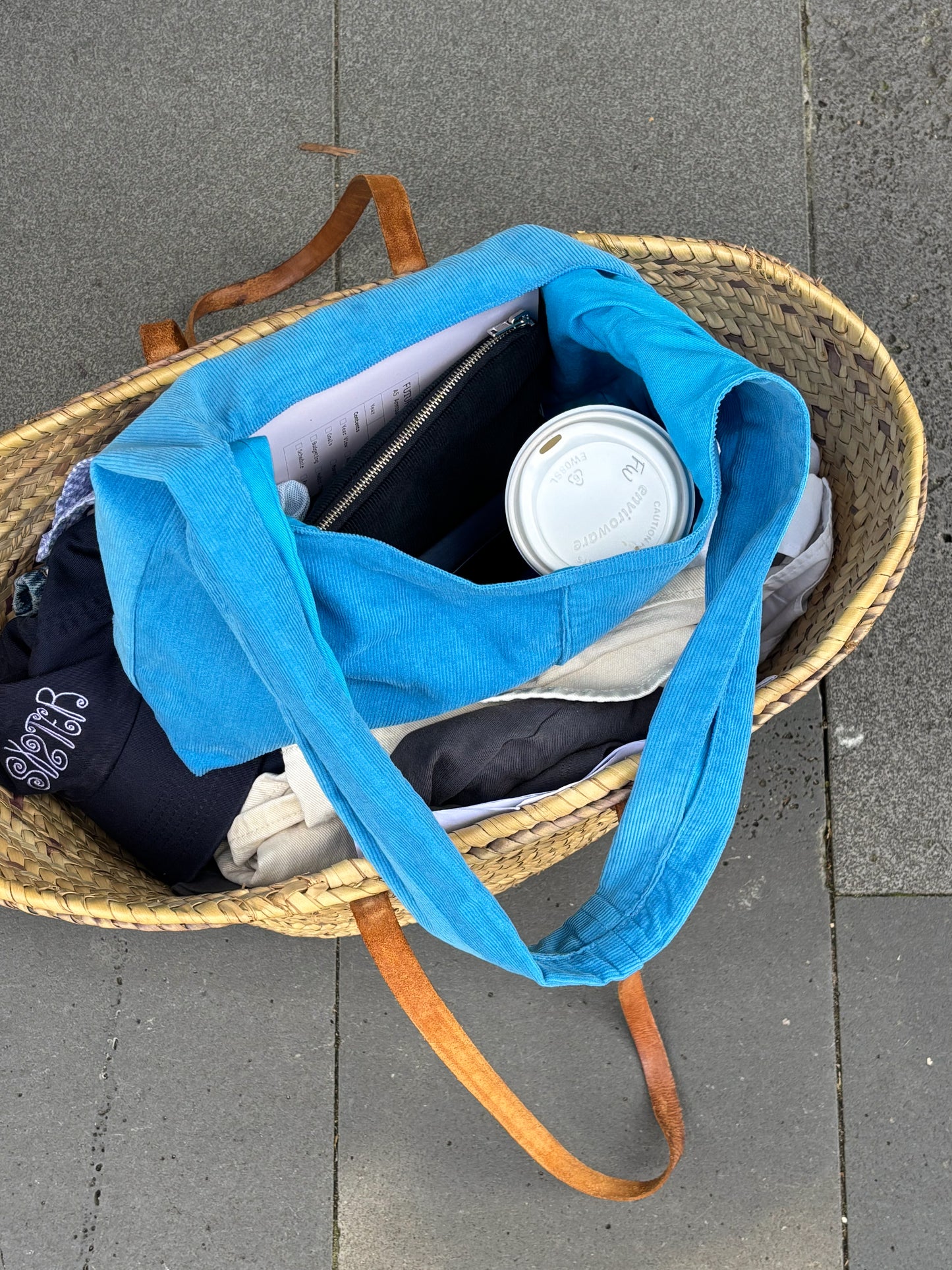 Corduroy Shoulder Bag in Blue