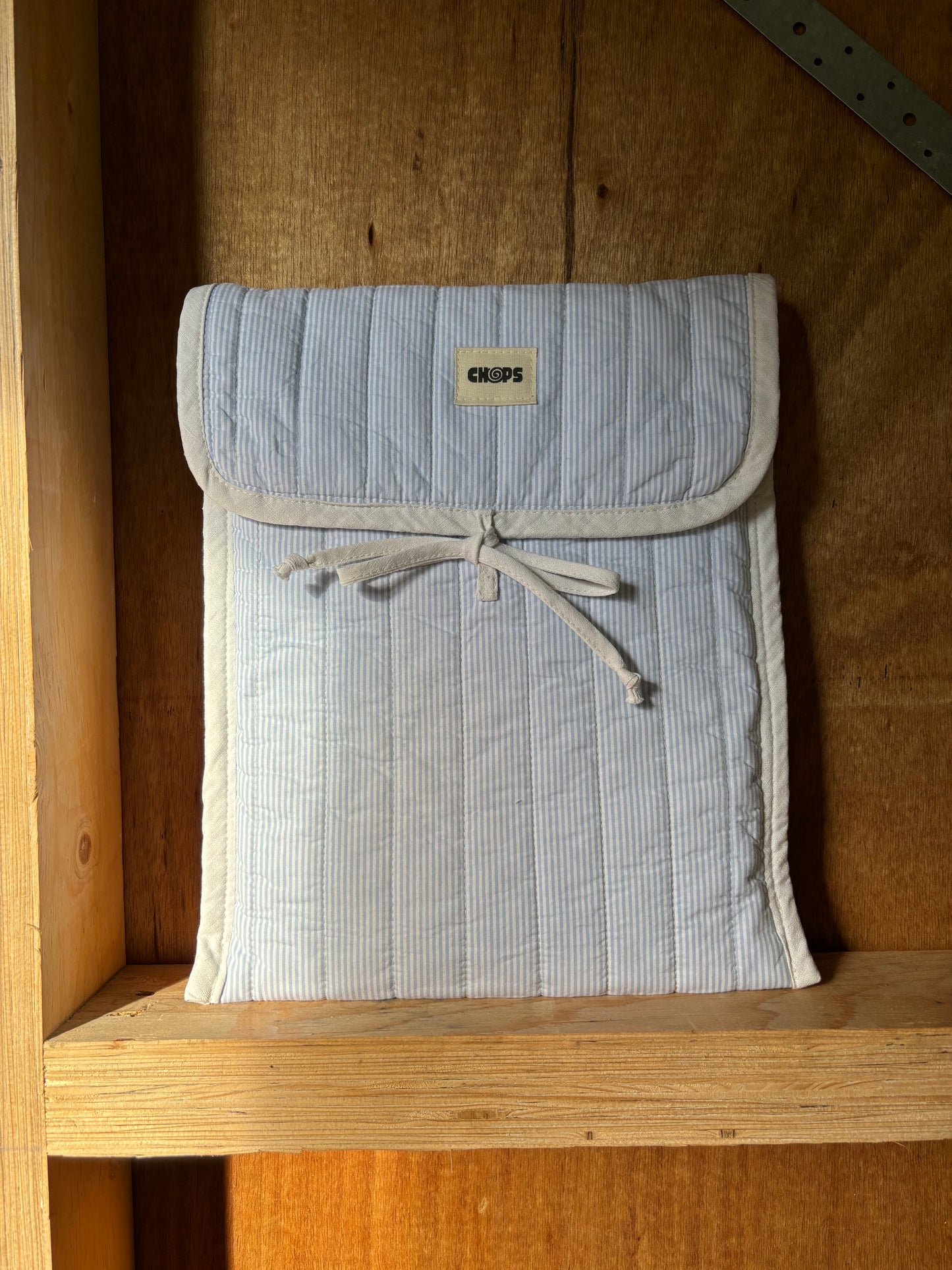 Blue Pinstripe Quilted Laptop Case